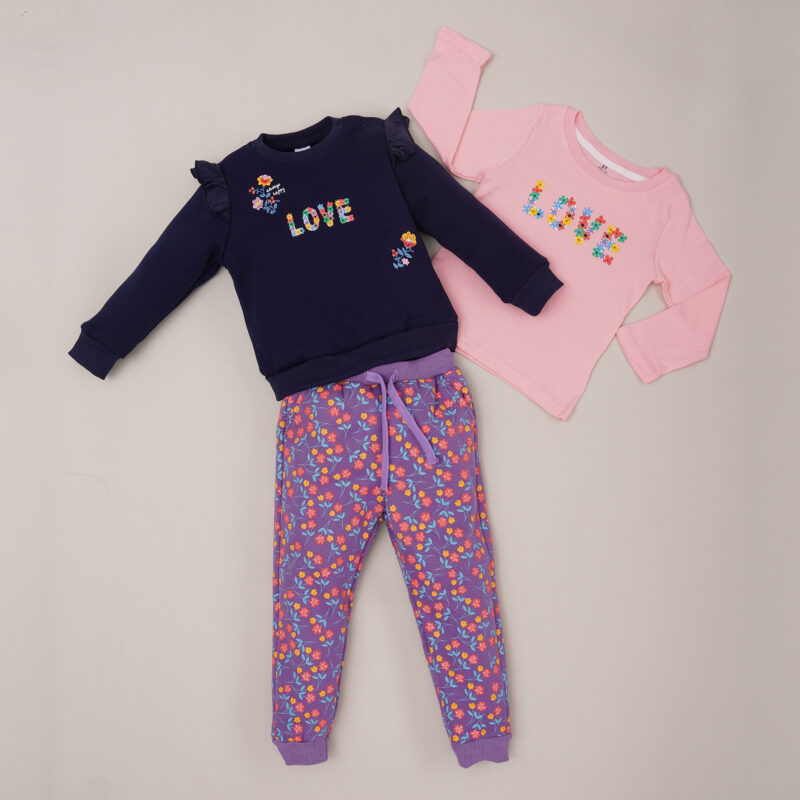 Conjunto Franela 3 Pzs. - Azul Love - Niños