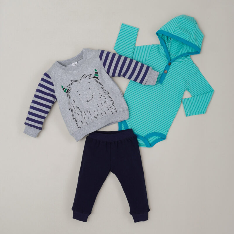 Conjunto Fresh Terry 3Pzs - Mounstrito Gris