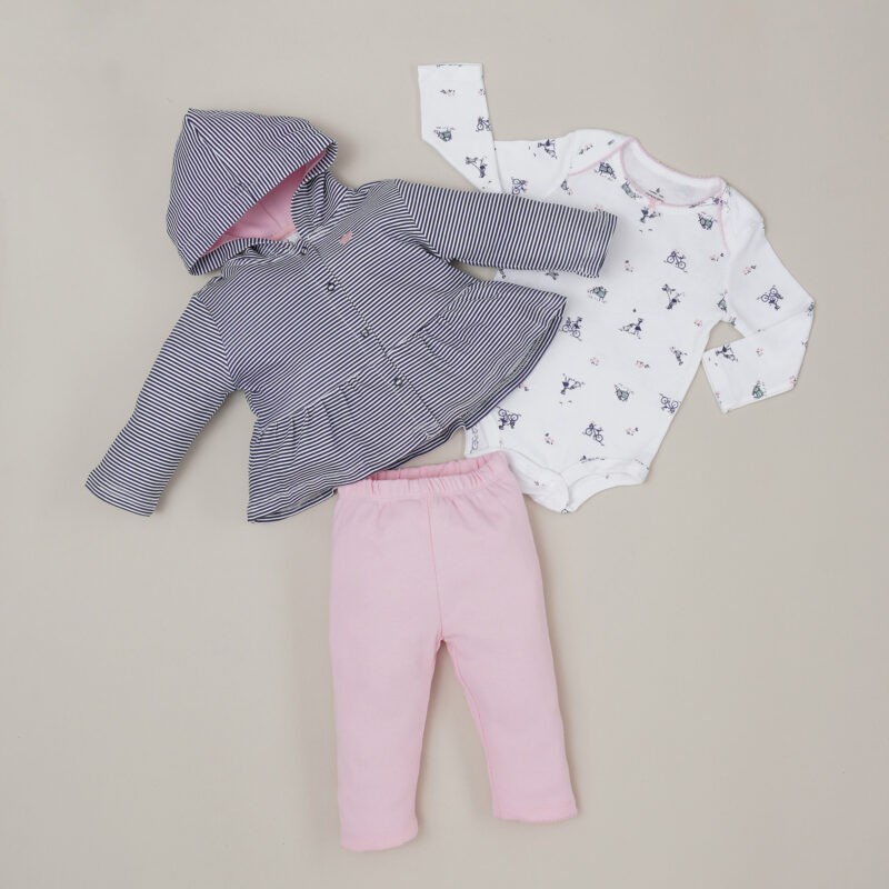 Conjunto Fresh Terry 3Pzs - Rayas Rosado