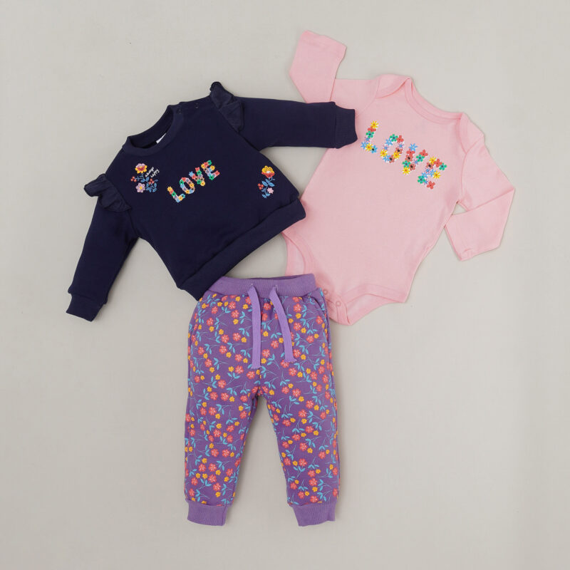 Conjunto Franela 3 Pzs. - Azul Love - Bebés