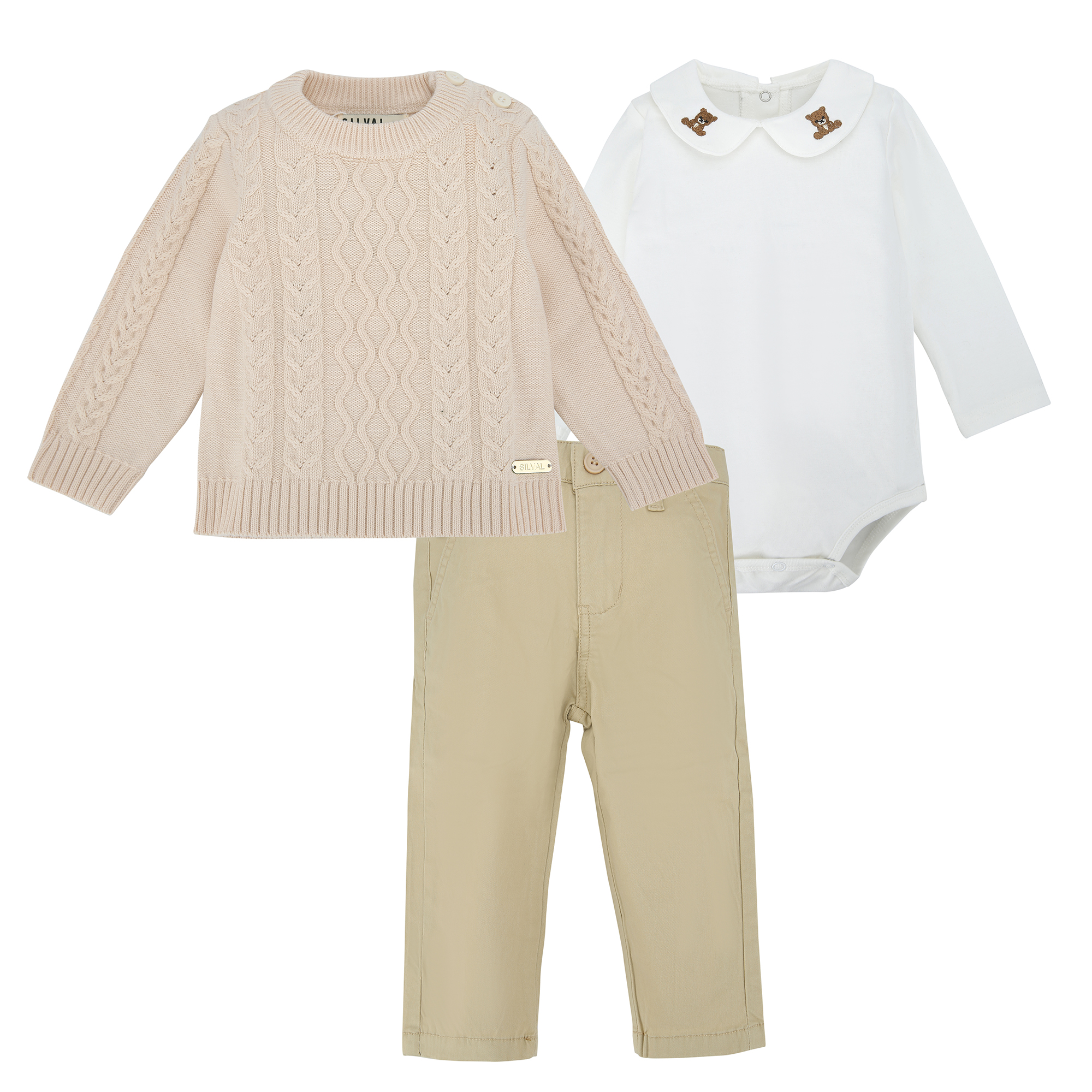 Conjunto Casual 3pzs. RN - Chaqueta Trenzada Beige